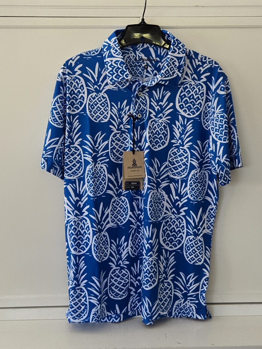 NWT Chubbies The Thigh Napple Pineapple-Print Performance Polo 2.0